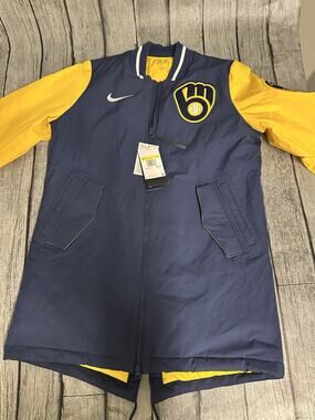 NWT Nike Men's Navy Milwaukee Brewers Dugout Performance Full-Zip Jacket Small